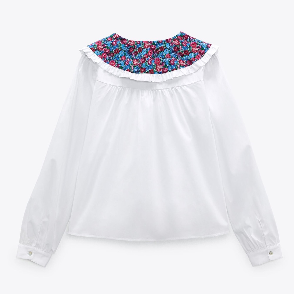 NWT - Zara Printed Collar Top - Picture 3 of 7